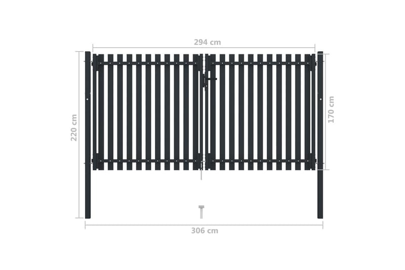 Stängselgrind dubbel stål 306x220 cm antracit - Grå - Hus & renovering - Insynsskydd & inhägnad - Grind