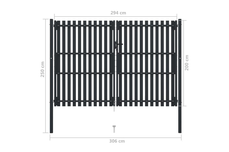 Stängselgrind dubbel stål 306x250 cm antracit - Grå - Hus & renovering - Insynsskydd & inhägnad - Grind