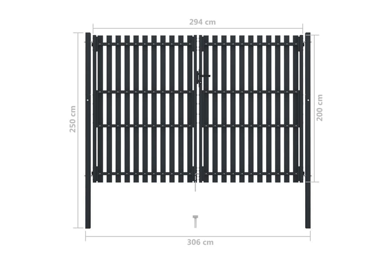 Stängselgrind dubbel stål 306x250 cm antracit - Grå - Trägrind - Grind utomhus