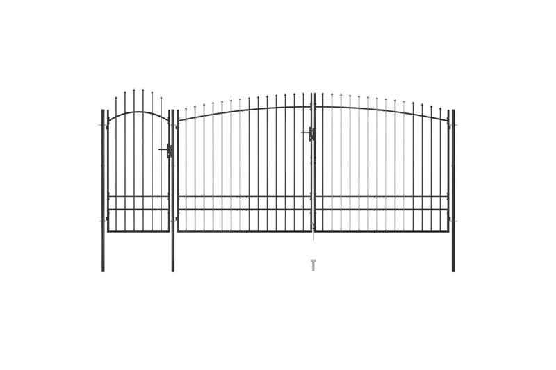 Trädgårdsgrind med spjuttopp 5x2,45 m svart - Svart - Hus & renovering - Insynsskydd & inhägnad - Grind