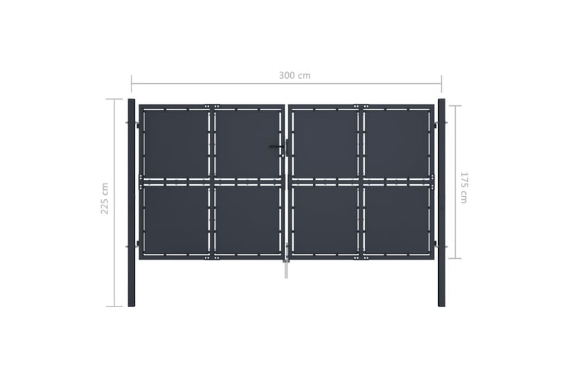 Trädgårdsgrind stål 300x175 cm antracit - Grå - Hus & renovering - Insynsskydd & inhägnad - Grind