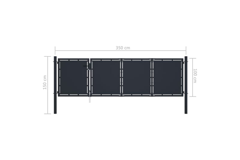Trädgårdsgrind stål 350x100 cm antracit - Grå - Hus & renovering - Insynsskydd & inhägnad - Grind