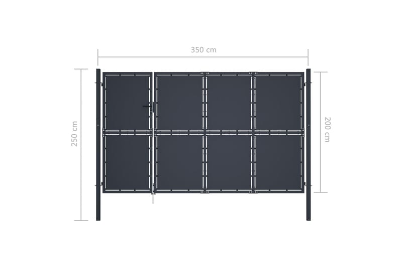 Trädgårdsgrind stål 350x200 cm antracit - Grå - Hus & renovering - Insynsskydd & inhägnad - Grind