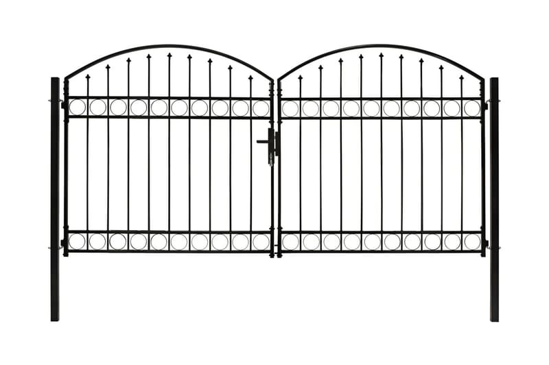 Dubbelgrind med välvd topp 300x150 cm stål svart - Svart - Hus & renovering - Insynsskydd & inhägnad - Grind
