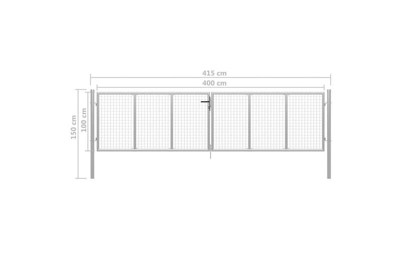 Trädgårdsgrind galvaniserat stål 415x150 cm silver - Silver - Hus & renovering - Insynsskydd & inhägnad - Grind
