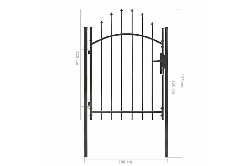 Trädgårdsgrind stål 1x1,75 cm svart - Svart - Hus & renovering - Insynsskydd & inhägnad - Grind