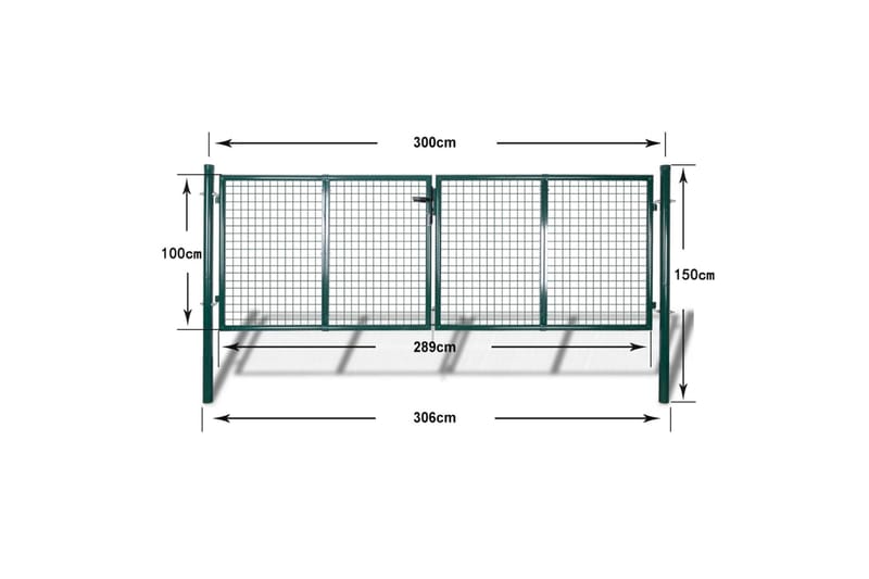 Trädgårdsgrind stål 306x150 cm grön - Grön - Hus & renovering - Insynsskydd & inhägnad - Grind