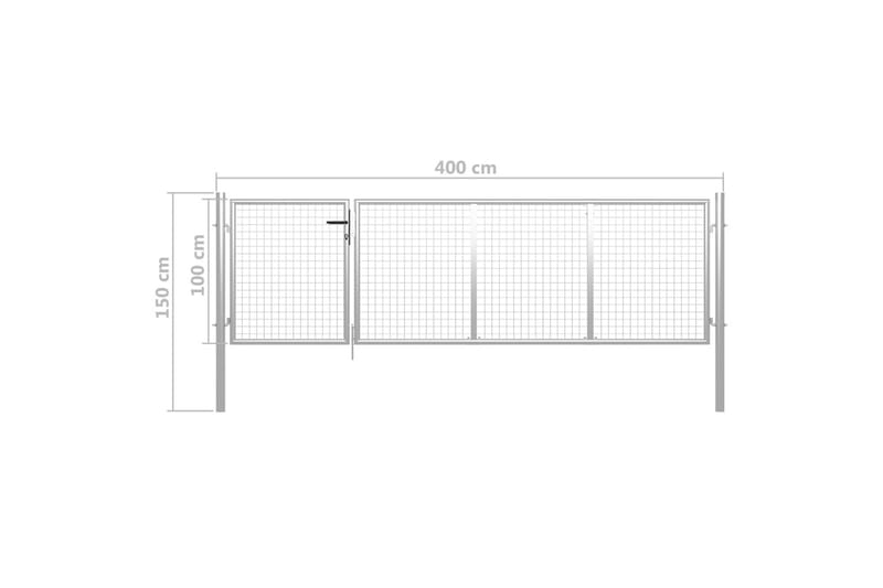 Trädgårdsgrind stål 350x100 cm silver - Silver - Hus & renovering - Insynsskydd & inhägnad - Grind
