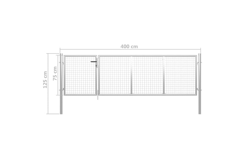 Trädgårdsgrind stål 350x75 cm silver - Silver - Hus & renovering - Insynsskydd & inhägnad - Grind