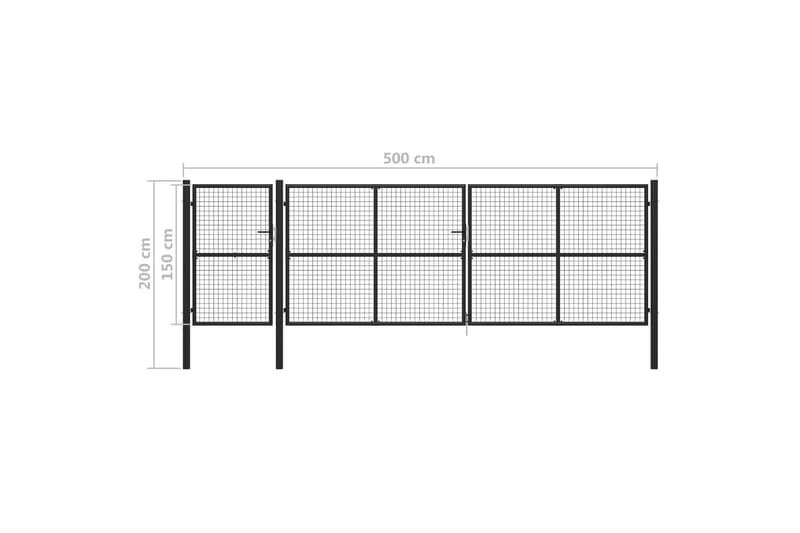 Trädgårdsgrind stål 500x150 cm antracit - Antracit - Hus & renovering - Insynsskydd & inhägnad - Grind