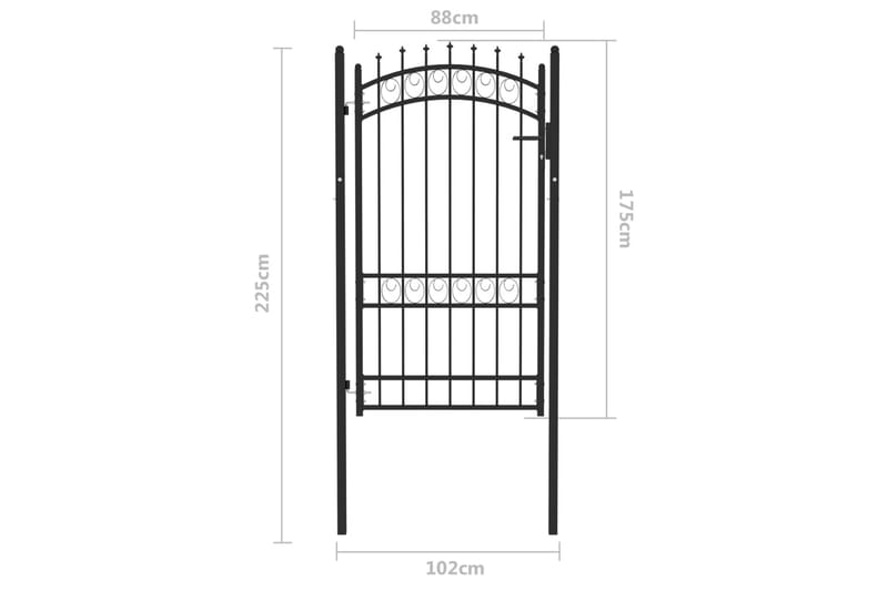 Trädgårdsgrind med spjut stål 100x175 cm svart - Svart - Hus & renovering - Insynsskydd & inhägnad - Grind