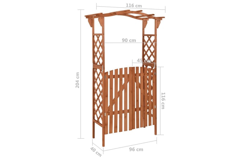 Pergola med grind 116x40x204 cm massivt granträ - Brun - Hus & renovering - Insynsskydd & inhägnad - Grind