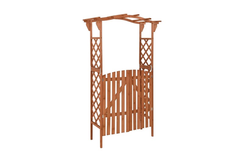 Pergola med grind 116x40x204 cm massivt granträ - Brun - Trägrind - Grind utomhus