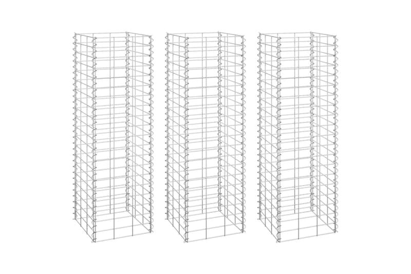 Gabioner 3 st 30x30x100 cm järn - Silver - Hus & renovering - Insynsskydd & inhägnad - Mur