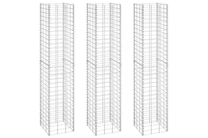 Gabioner 3 st 30x30x150 cm järn - Silver - Hus & renovering - Insynsskydd & inhägnad - Mur