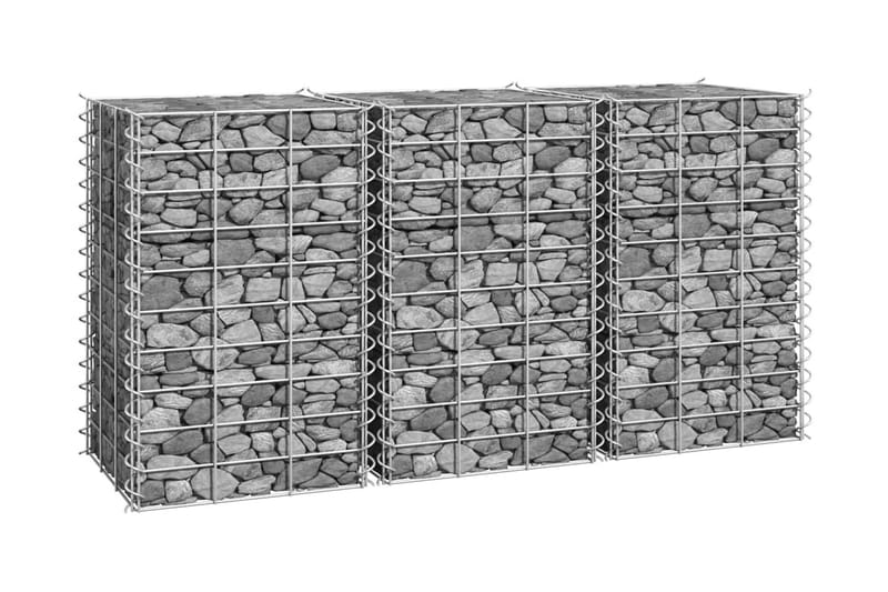 Gabioner 3 st 30x30x50 cm järn - Silver - Hus & renovering - Insynsskydd & inhägnad - Mur