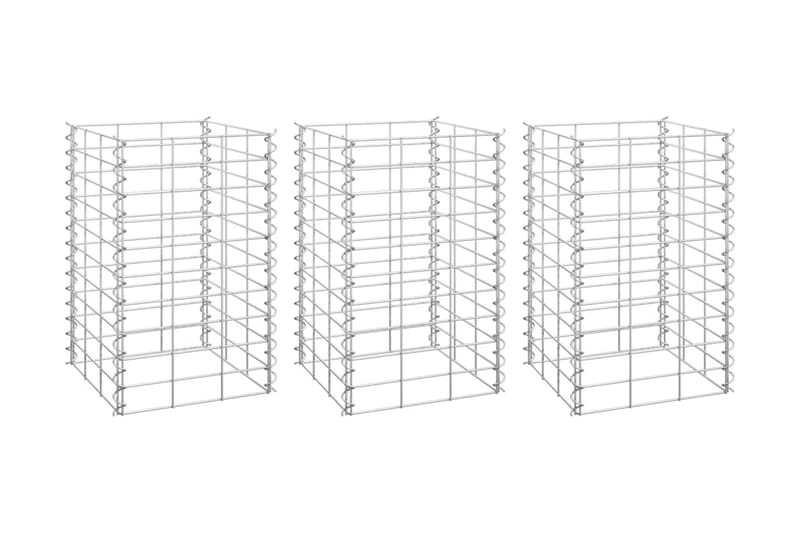 Gabioner 3 st 30x30x50 cm järn - Silver - Hus & renovering - Insynsskydd & inhägnad - Mur
