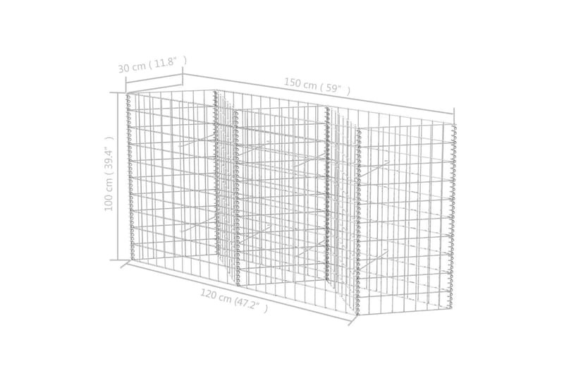 Gabionkorg galvaniserat stål 120x30x100 cm - Silver - Hus & renovering - Insynsskydd & inhägnad - Mur
