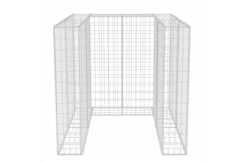 Gabionkorg med skydd för 1 soptunna stål 110x100x120 cm - Silver - Hus & renovering - Insynsskydd & inhägnad - Mur