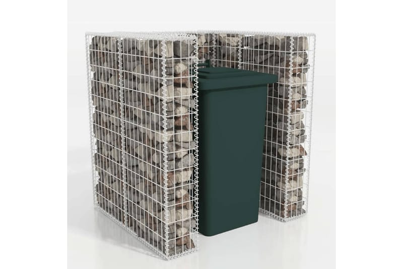 Gabionkorg med skydd för 1 soptunna stål 110x100x120 cm - Silver - Hus & renovering - Insynsskydd & inhägnad - Mur