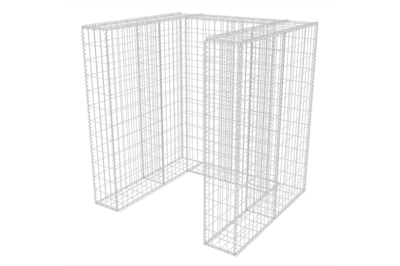 Gabionkorg med skydd för 1 soptunna stål 110x100x120 cm - Silver - Hus & renovering - Insynsskydd & inhägnad - Mur