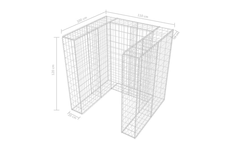 Gabionkorg med skydd för 1 soptunna stål 110x100x120 cm - Silver - Hus & renovering - Insynsskydd & inhägnad - Mur