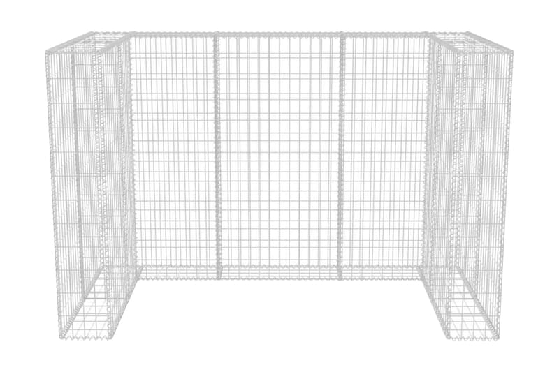 Gabionkorg med skydd för 2 soptunnor stål 180x100x120 cm - Silver - Hus & renovering - Insynsskydd & inhägnad - Mur