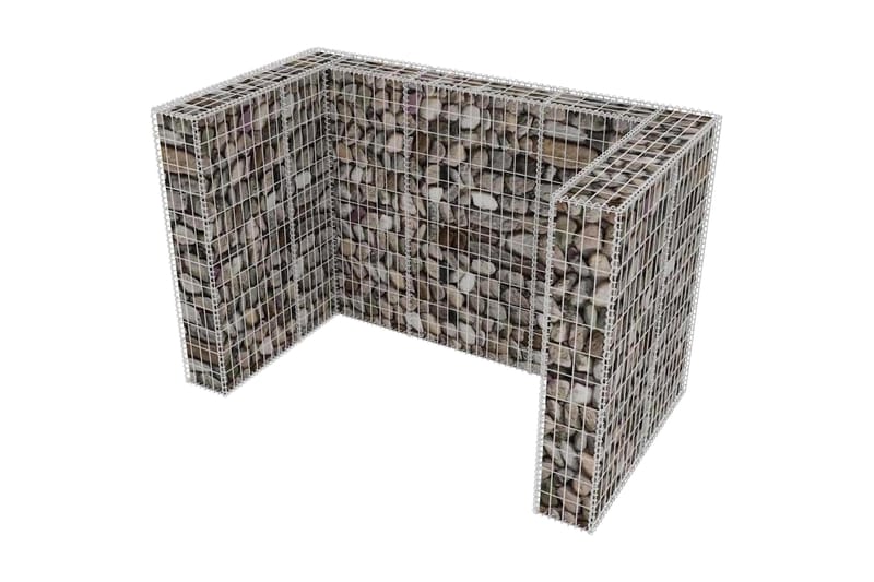Gabionkorg med skydd för 2 soptunnor stål 180x100x120 cm - Silver - Hus & renovering - Insynsskydd & inhägnad - Mur