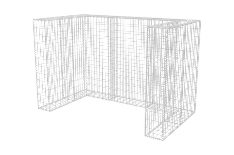 Gabionkorg med skydd för 2 soptunnor stål 180x100x120 cm - Silver - Hus & renovering - Insynsskydd & inhägnad - Mur