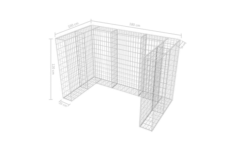 Gabionkorg med skydd för 2 soptunnor stål 180x100x120 cm - Silver - Hus & renovering - Insynsskydd & inhägnad - Mur