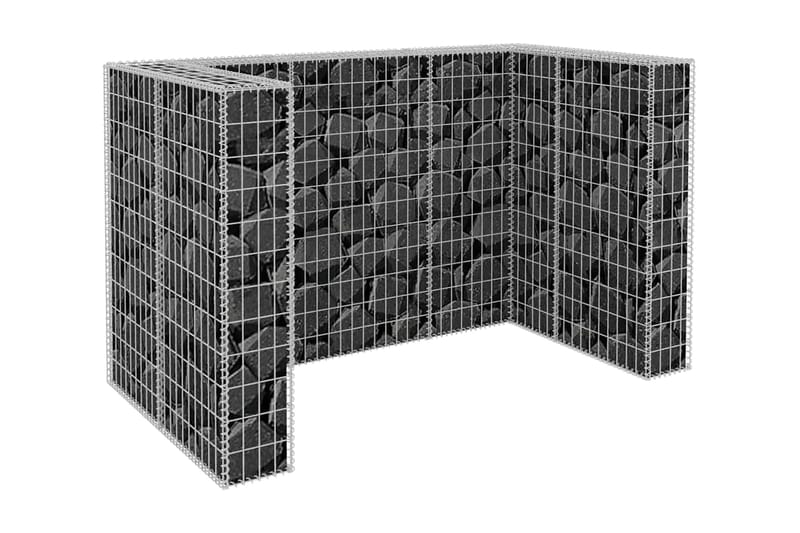 Gabionkorg med skydd för 2 soptunnor stål 180x100x120 cm - Silver - Gabion