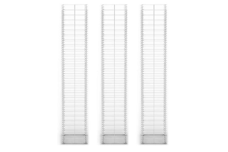 Gabionkorg set 3 st galvaniserad tråd 25x25x150 cm - Silver - Hus & renovering - Insynsskydd & inhägnad - Mur