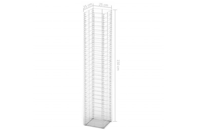 Gabionkorg set 3 st galvaniserad tråd 25x25x150 cm - Silver - Hus & renovering - Insynsskydd & inhägnad - Mur