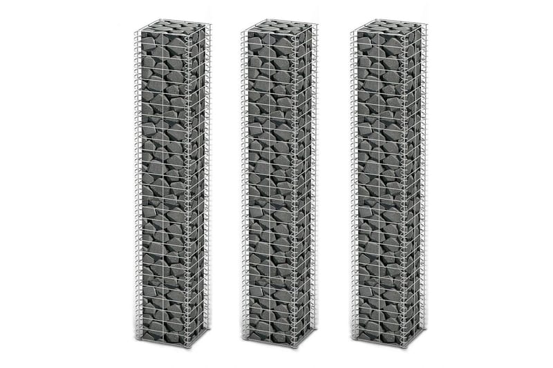 Gabionkorg set 3 st galvaniserad tråd 25x25x150 cm - Silver - Gabion