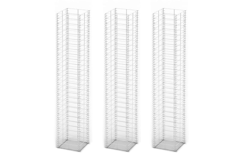 Gabionkorg set 3 st galvaniserad tråd 25x25x150 cm - Silver - Hus & renovering - Insynsskydd & inhägnad - Mur