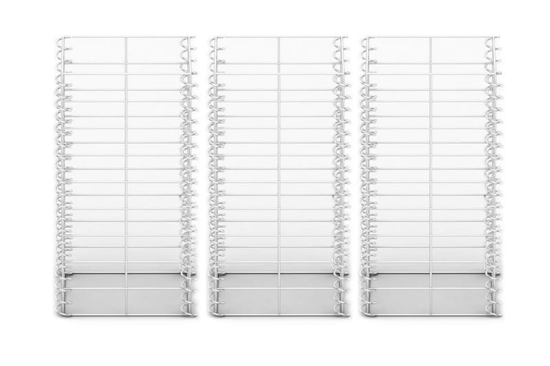 Gabionkorg set 3 st galvaniserad tråd 25x25x50 cm - Silver - Hus & renovering - Insynsskydd & inhägnad - Mur