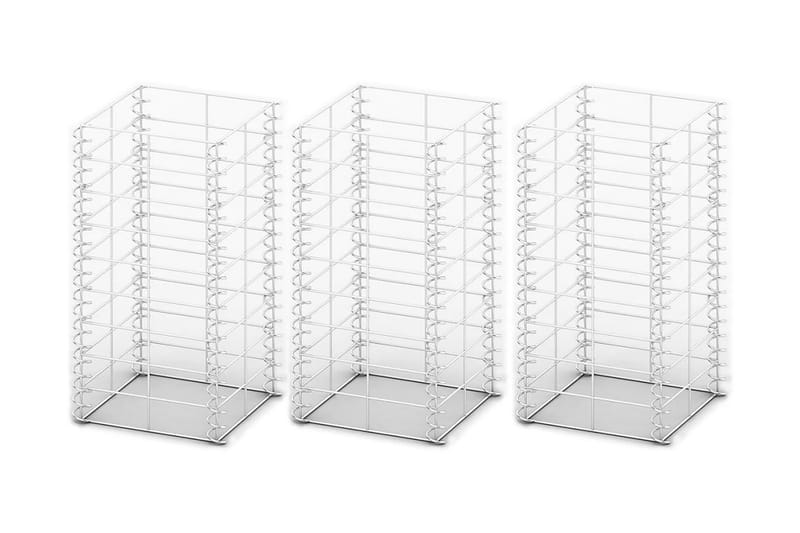 Gabionkorg set 3 st galvaniserad tråd 25x25x50 cm - Silver - Hus & renovering - Insynsskydd & inhägnad - Mur