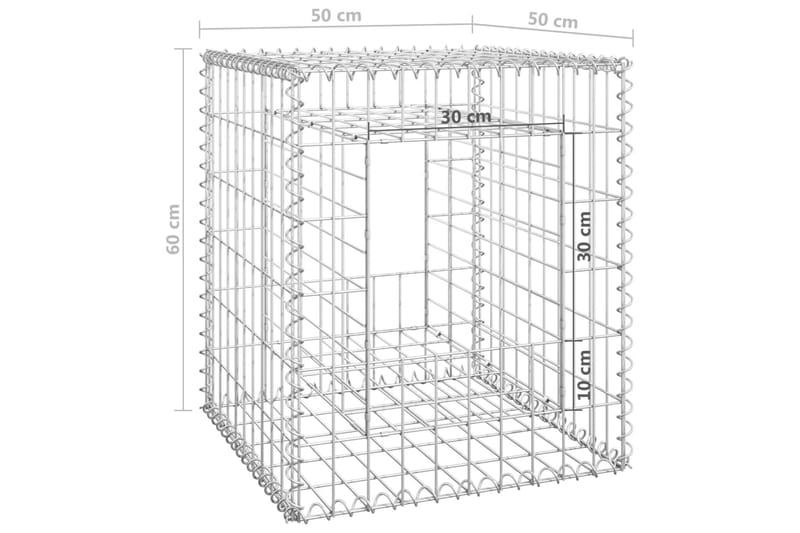 Gabionkorg stolpform 50x50x60 cm järn - Silver - Hus & renovering - Insynsskydd & inhägnad - Mur