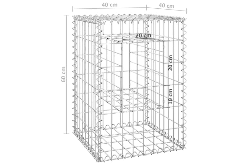 Gabionkorgar 2 st stolpformade 40x40x60 cm järn - Silver - Gabion