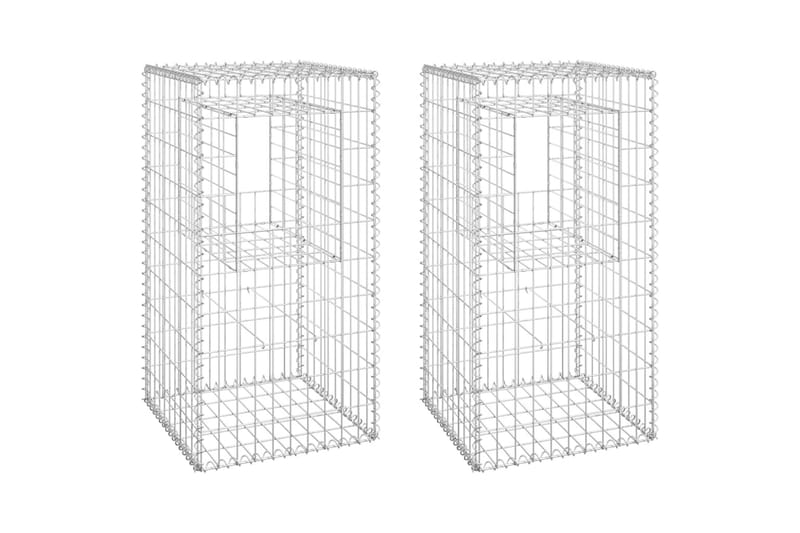 Gabionkorgar 2 st stolpformade 50x50x100 cm järn - Silver - Hus & renovering - Insynsskydd & inhägnad - Mur
