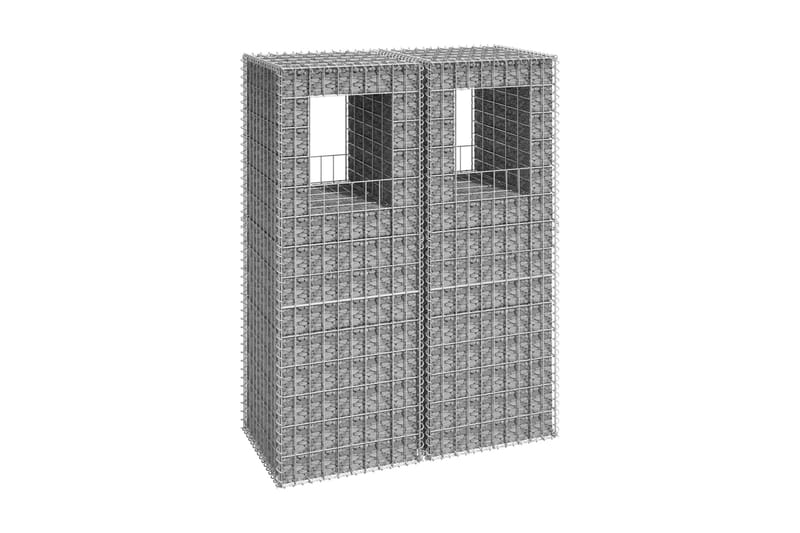 Gabionkorgar 2 st stolpformade 50x50x140 cm järn - Silver - Gabion