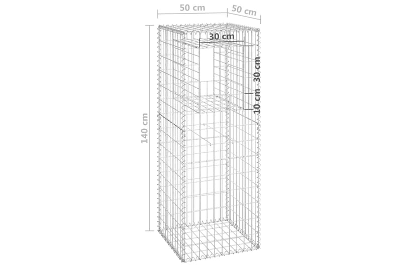 Gabionkorgar 2 st stolpformade 50x50x140 cm järn - Silver - Gabion