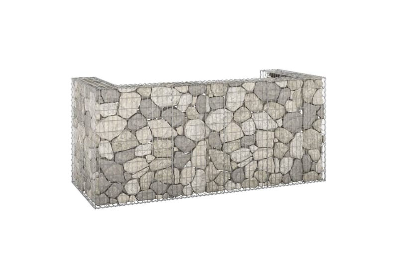 Gabionmur för soptunnor galvaniserat stål 250x100x110 cm - Silver - Hus & renovering - Insynsskydd & inhägnad - Mur
