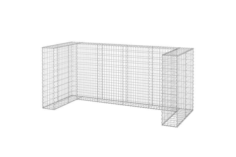 Gabionmur för soptunnor galvaniserat stål 250x100x110 cm - Silver - Hus & renovering - Insynsskydd & inhägnad - Mur