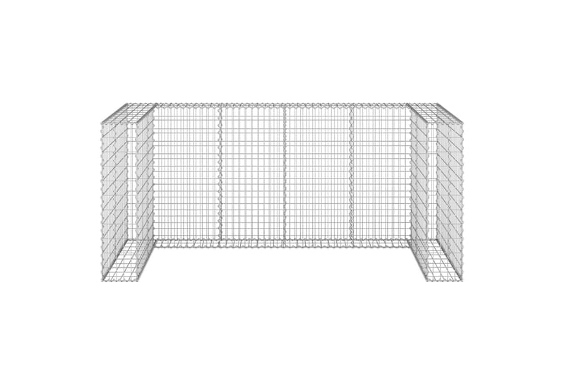 Gabionmur för soptunnor galvaniserat stål 250x100x110 cm - Silver - Hus & renovering - Insynsskydd & inhägnad - Mur