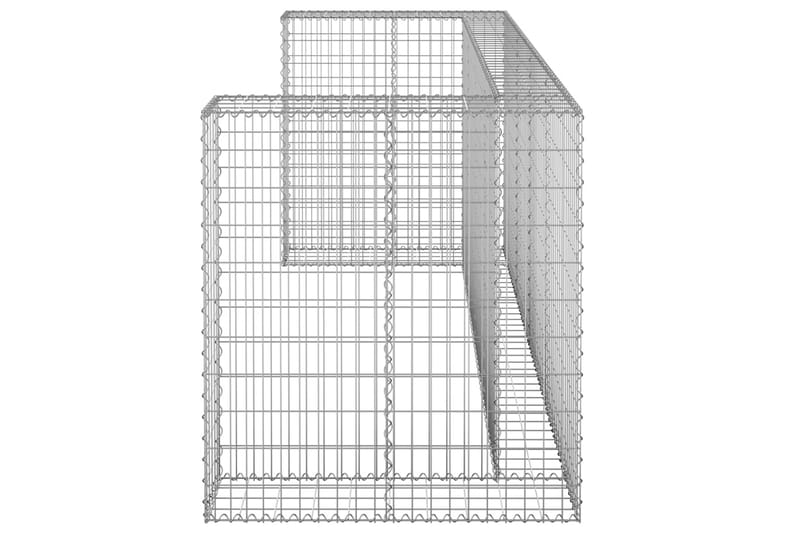 Gabionmur för soptunnor galvaniserat stål 250x100x110 cm - Silver - Hus & renovering - Insynsskydd & inhägnad - Mur