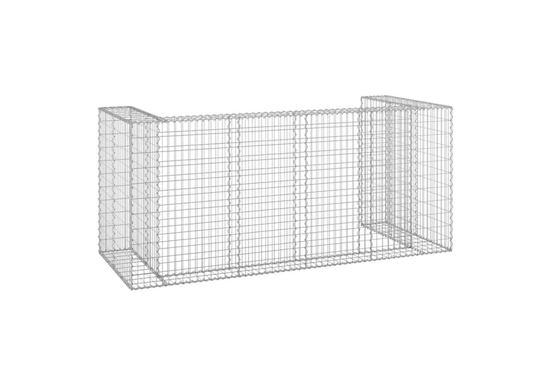Gabionmur för soptunnor galvaniserat stål 250x100x110 cm - Silver - Hus & renovering - Insynsskydd & inhägnad - Mur