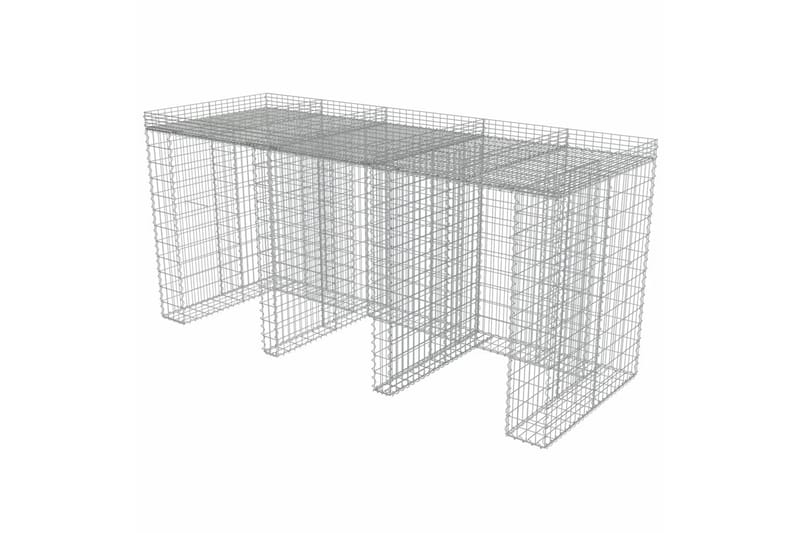 Gabionmur för soptunnor galvaniserat stål 270x100x130 cm - Silver - Hus & renovering - Insynsskydd & inhägnad - Mur