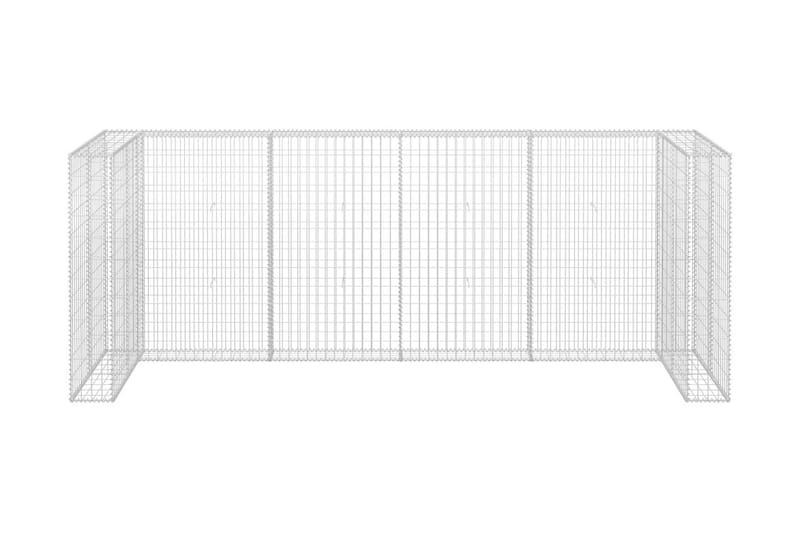 Gabionmur för soptunnor galvaniserat stål 320x100x120 cm - Silver - Hus & renovering - Insynsskydd & inhägnad - Mur