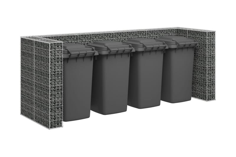 Gabionmur för soptunnor galvaniserat stål 320x100x120 cm - Silver - Hus & renovering - Insynsskydd & inhägnad - Mur